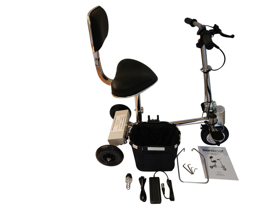 SmartScoot lightweight foldable 3-wheel mobility scooter