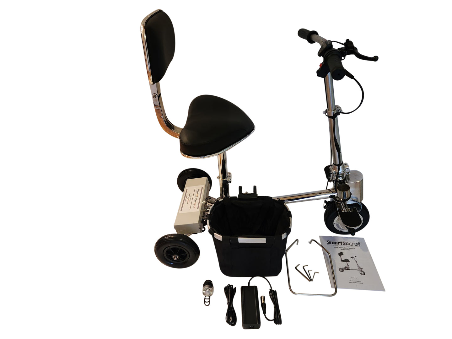 SmartScoot lightweight foldable 3-wheel mobility scooter
