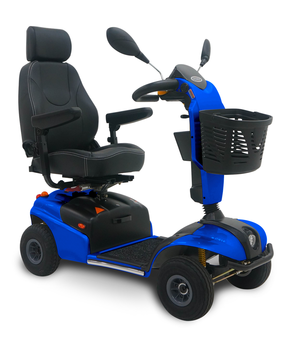 Explorer four-wheel mobility scooter with captain’s seat