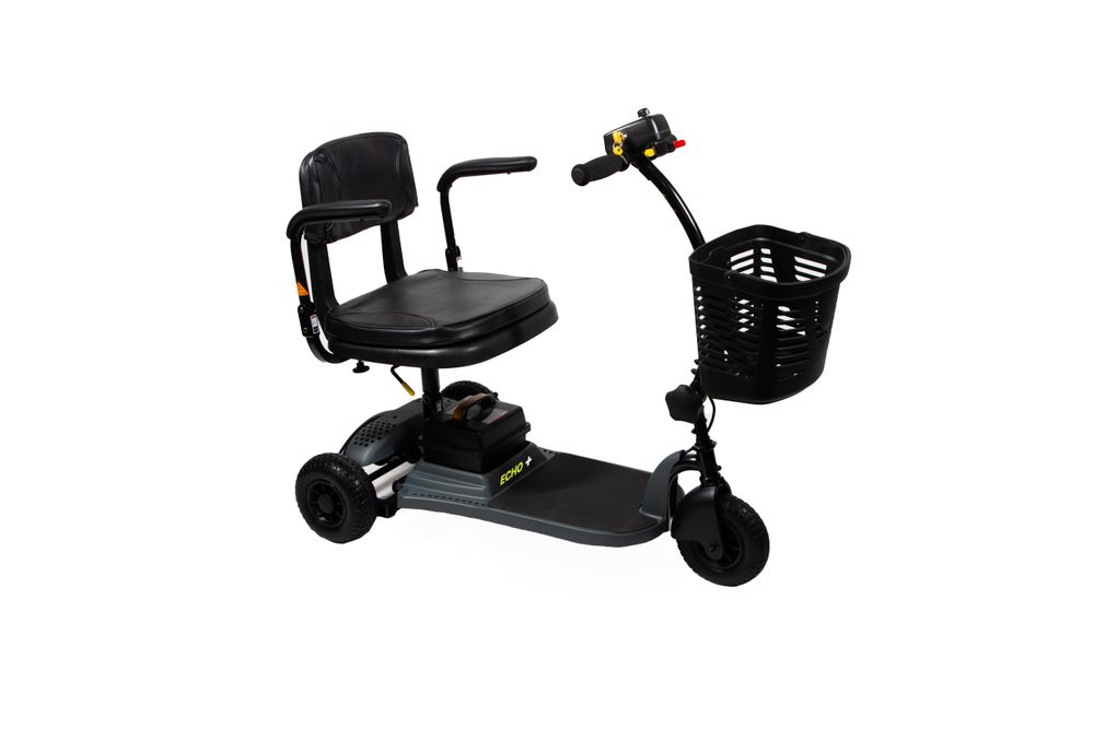 Echo + lightweight travel mobility scooter with front basket