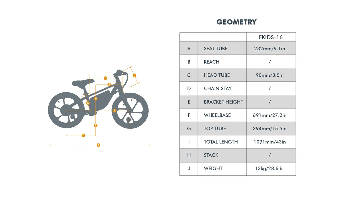 EUNORAU eKids16 24V 180W Kids Balance eBike 3 Speeds Ages 5 Plus