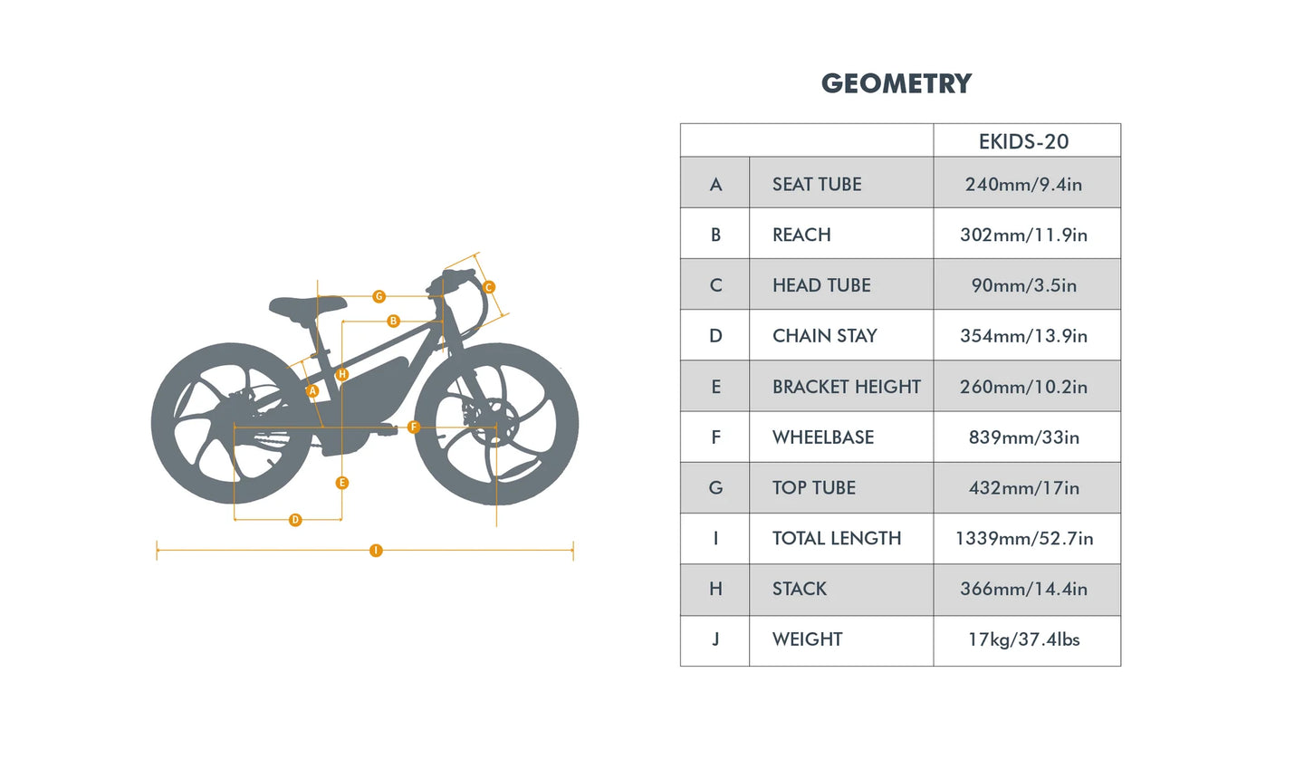 EUNORAU eKids20 24V 250W Kids Electric Bike 3 Speeds Ages 8 Plus