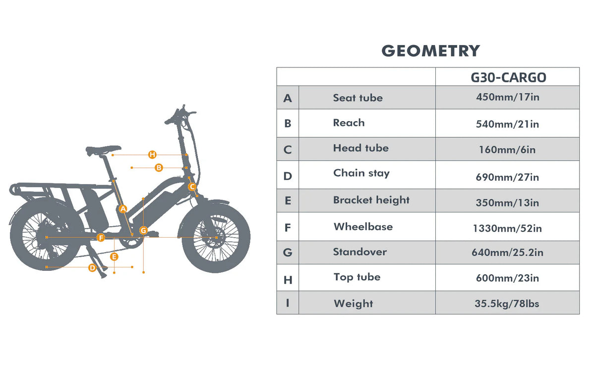 EUNORAU G30-Cargo 2.0 48V 500W Long-Tail Cargo eBike 440lbs 20"
