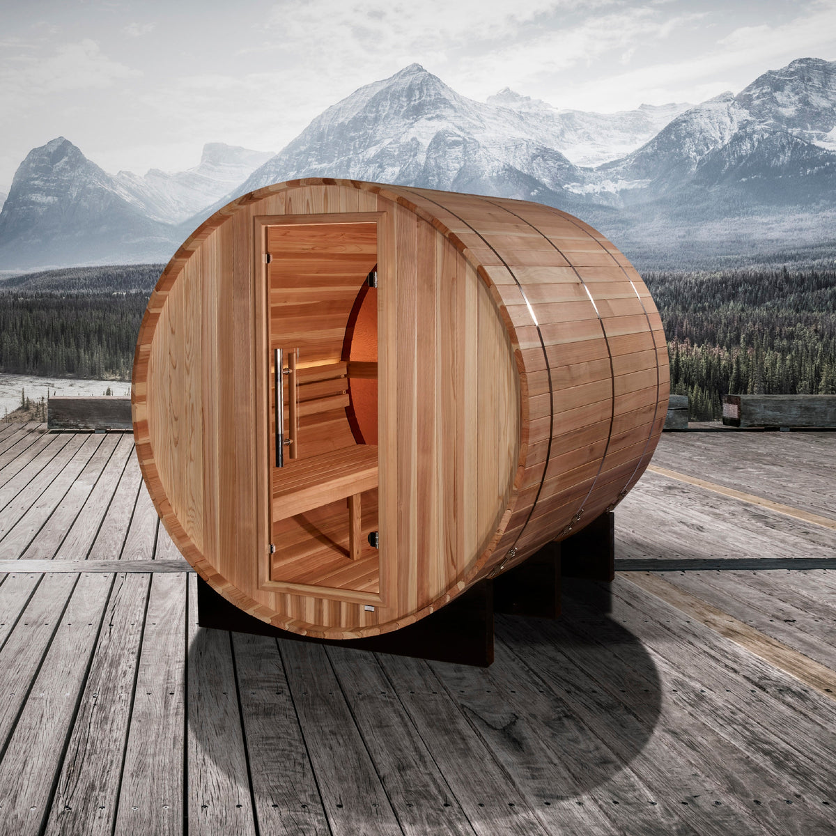 Golden Designs Barrel Sauna with Bronze Privacy View GDIB02401