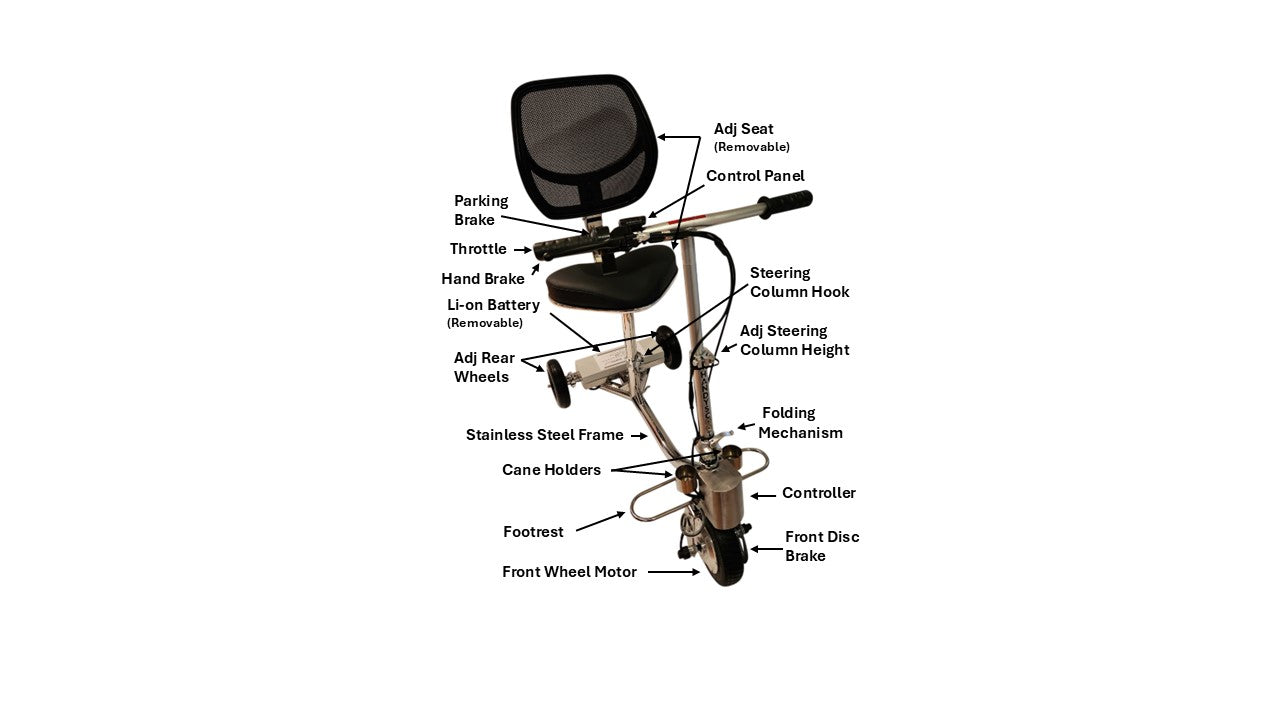 HandyScoot lightweight foldable 3-wheel mobility scooter