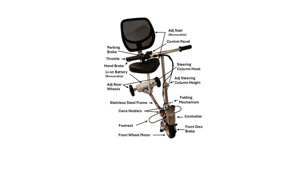 HandyScoot lightweight foldable 3-wheel mobility scooter