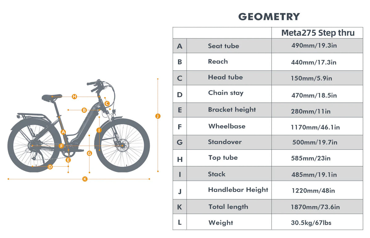 EUNORAU Meta275 1.0 48V 500W Torque Sensor 27.5" Commuter eBike