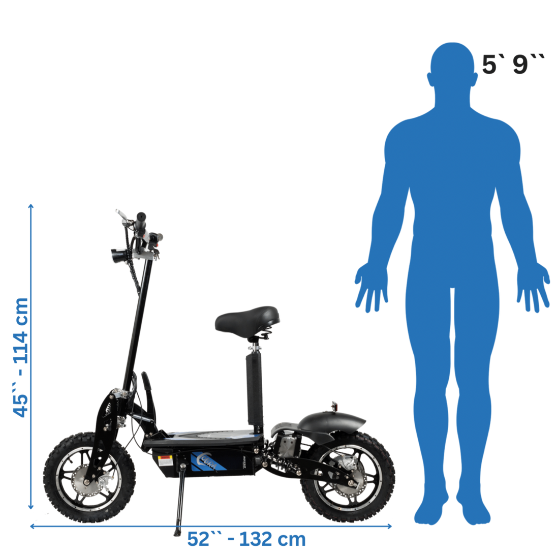 Rosso Cobra Blue Electric Scooter Seat Foldable 1000W 18MPH