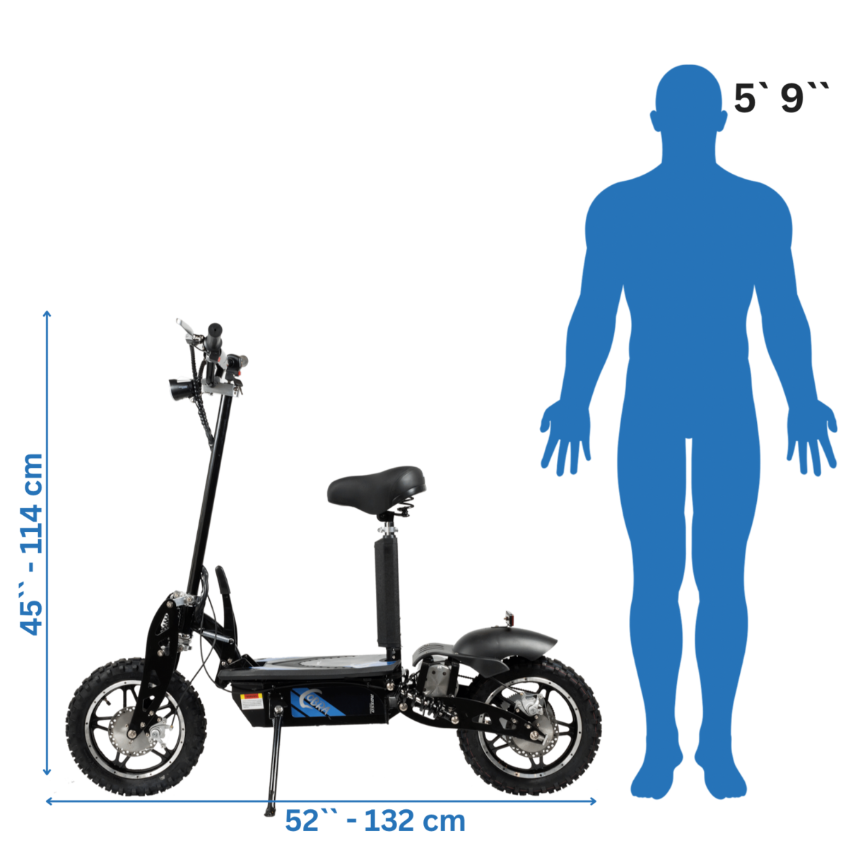 Rosso Cobra Blue Electric Scooter Seat Foldable 1000W 18MPH