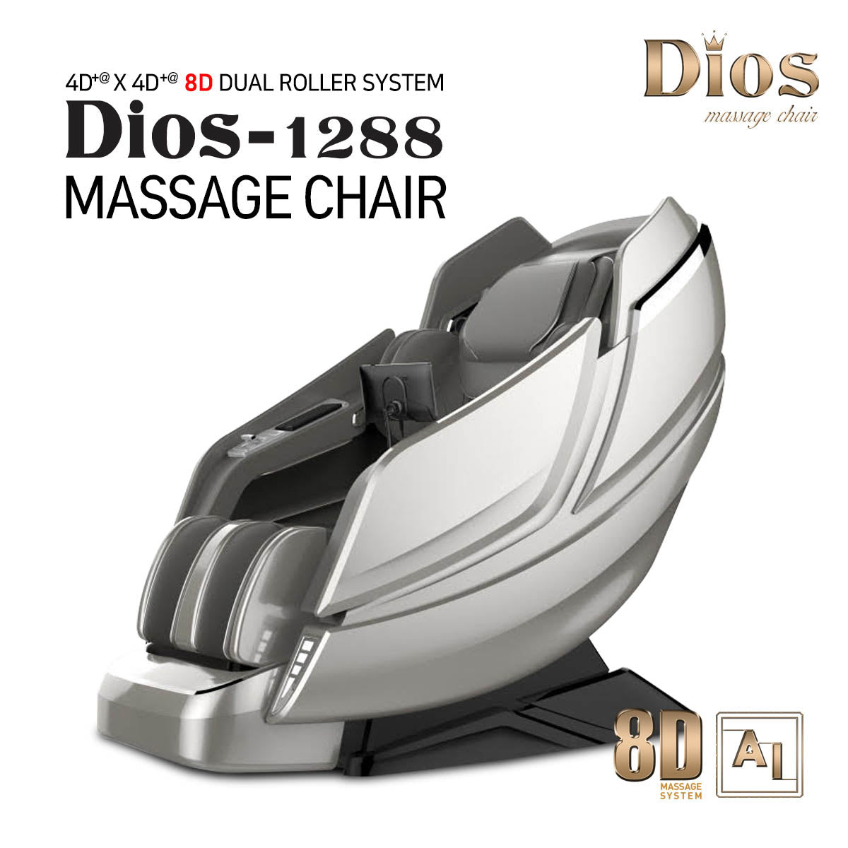 Kahuna Dios-1288 gray 8D AI SL-Track zero gravity massage chair