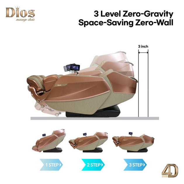 Dios Flexa Rose Gold 181° 4D Massage Chair 56" SL-Track ZeroG