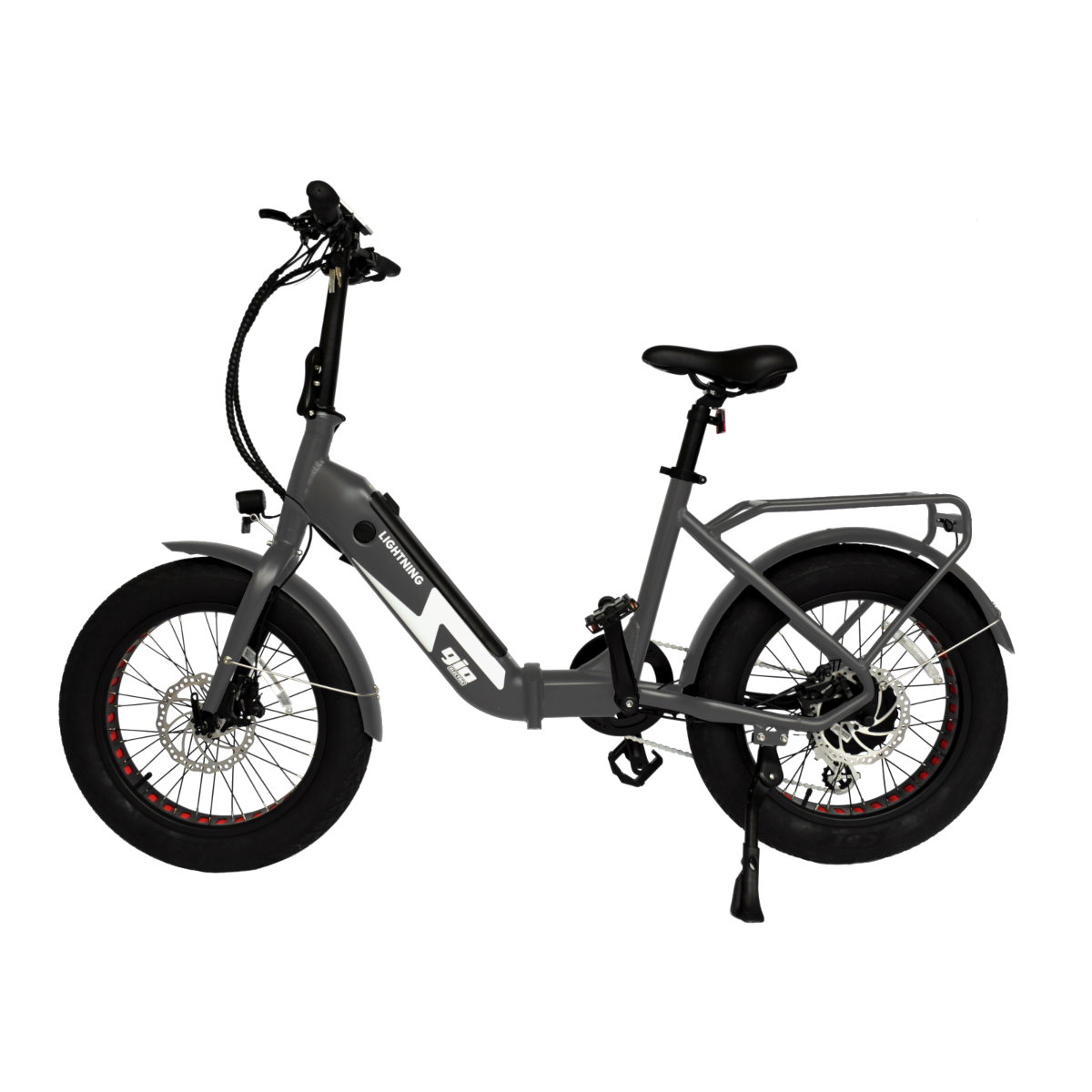 GIO LIGHTNING Folding Electric Bike Gray with Fat Tires